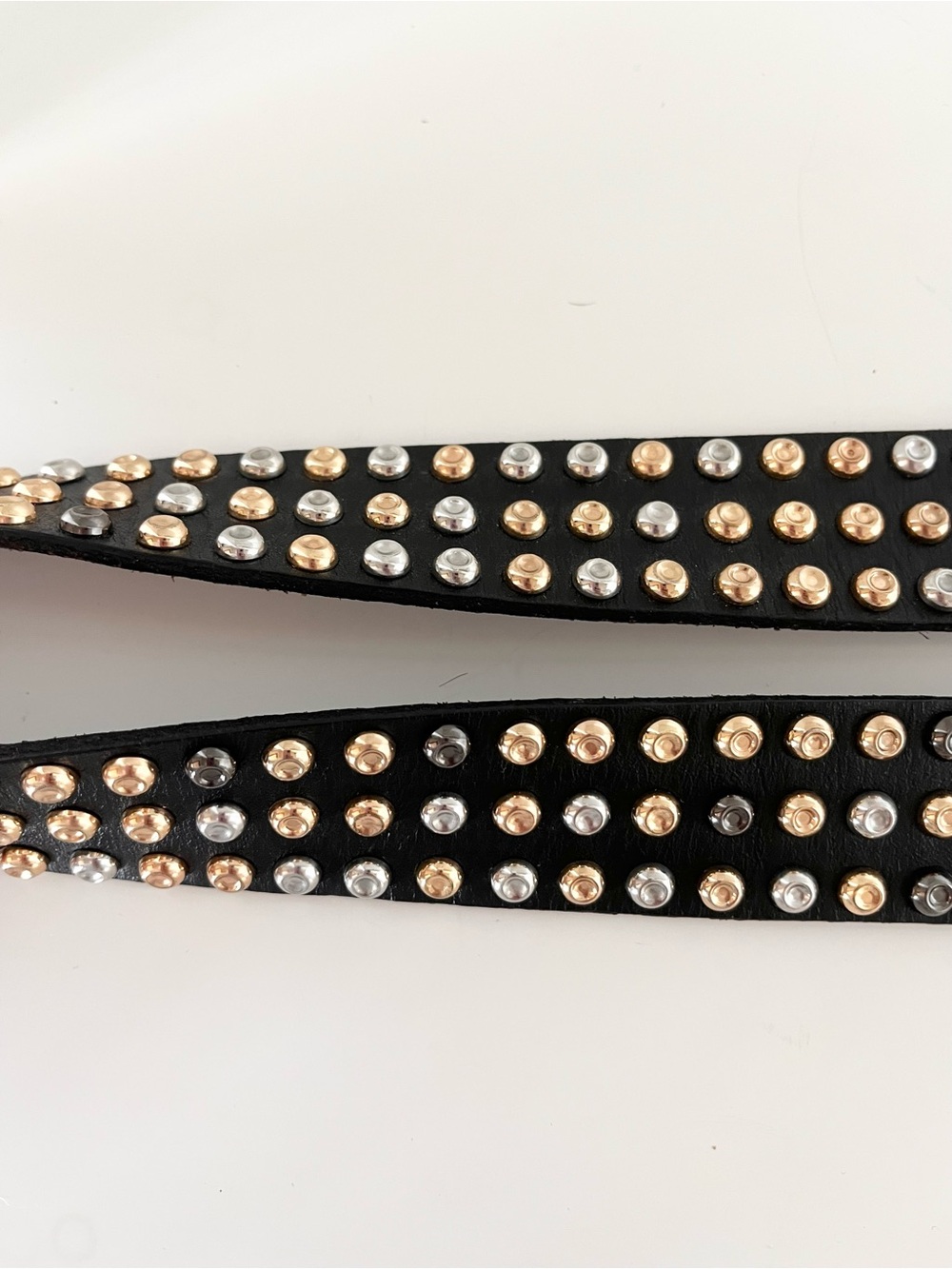 PRISTINE CAbi Studded Leather Belt Black & Sparkle Mixed Metal Studs XL - Picture 11 of 16